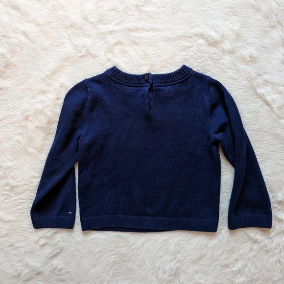 Tommy Hilfiger Crewneck Knit Sweater Winter Novelty Navy Unisex Blue & Rust 3T - Picture 2 of 7